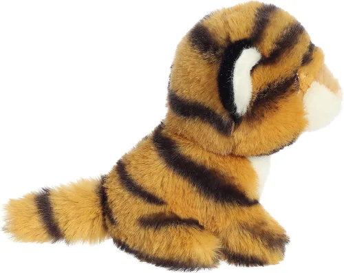 Vista 3 de Aurora Animal de peluche Eco Nation Mini Tiger hecho de forma responsable, ideal para aventuras de juego, perfecto para cumpleaños o simplemente