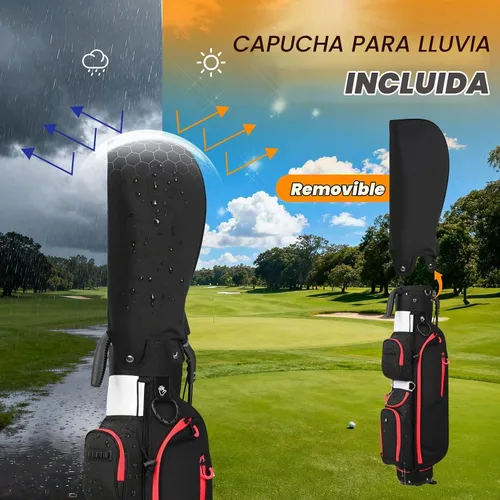 Vista 5 de Par 3 Bolsa de soporte de golf con divisor de 3 vías y cifrado 900D Negro