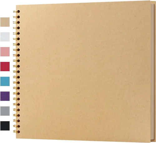 Vista 51 de potricher Álbum de Recortes DIY de 7 x 7 Pulgadas, 40 Páginas, Tapa Dura, Papel Kraft, Álbumes de Fotos para Recortes, Libro de Recuerdos para Bodas