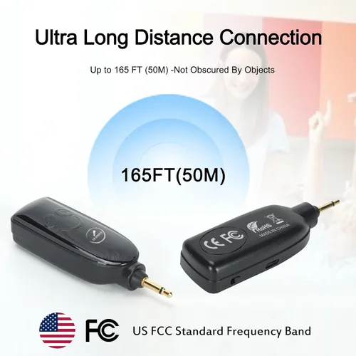 Vista 3 de Auriculares de micrófono inalámbrico 2.4G, micrófono inalámbrico UHF y micrófono de mano 2 en 1, rango de 165 pies, conectores de 0.138 in y 0.250