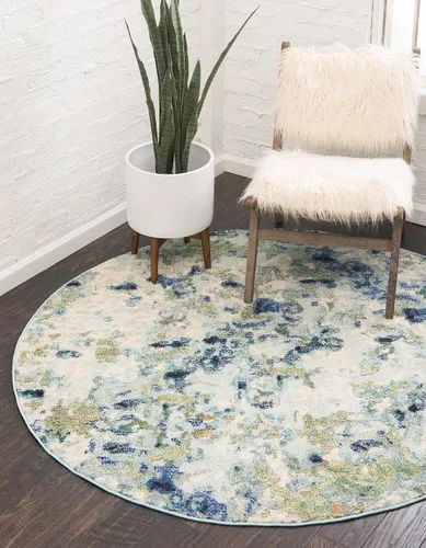 Vista 28 de Unique Loom Chromatic Collection Alfombra de Área - Champagne (2' 2" x 6' Runner, Azul Claro/Azul)