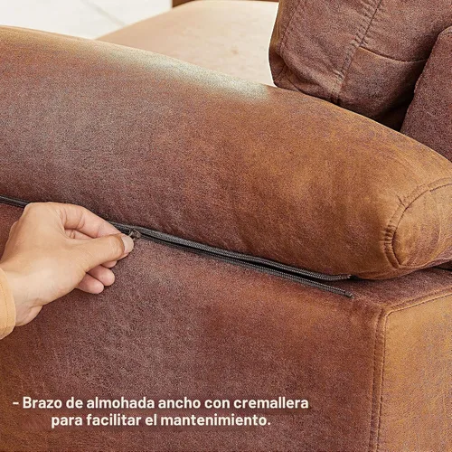 Vista 6 de VANOMi Sofá de piel sintética para sala de estar, sofás y sofás de 100 pulgadas con diván convertible de 3 plazas para sala de estar, apartamento