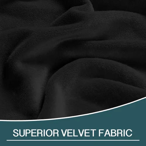 Vista 3 de FantasDecor Fundas de terciopelo de lujo para sala de estar, funda elástica para tumbona, ultra suave, lavable a máquina, color negro
