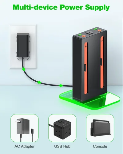 Vista 5 de Base de carga para Nintendo Switch 2 Joy-Con - Base de carga magnética 4 en 1 con luces indicadoras de estadoCarga rápida de 3 horas, cargador