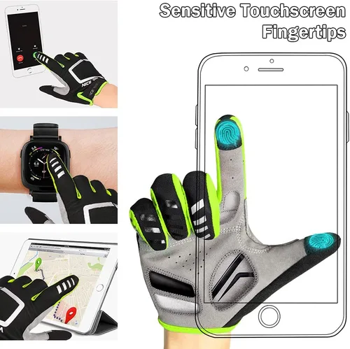 Vista 4 de NICEWIN Cycling Bike Gloves Men Women, Padded Anti-Slip Mountain Bike Gloves, Touch Screen Full Finger Road Bicycle Biking Gloves