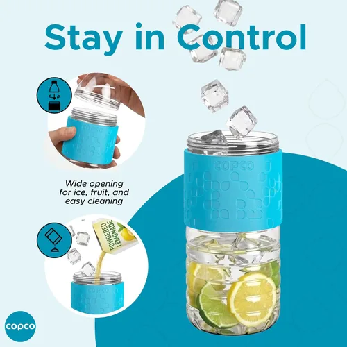 Vista 4 de Copco Hydra - Botella de agua de 16.9 onzas, juego de 2, botellas de Tritan sin BPA con cierre a prueba de fugas y funda de agarre, ligeras