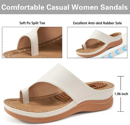 Vista 3 de Aomigoct Sandals for Women Wedge Shoes Comfortable Orthopedic Sandals Womens Dressy Summer Flip Flops Casual Walking Wedges