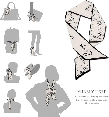 Vista 22 de Women's Designer Neckerchief Handbag Handle Ribbon Fashion Scarf Letter Printed Hair Tie