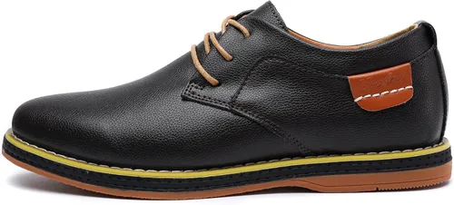 Vista 7 de GSOHINO Zapatos casuales para hombre, con cordones, clásicos, de cuero Oxford, para negocios, formales, cómodos, de moda, suaves, para caminar