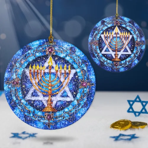 Vista 10 de Adorno de mano de Hamsa, regalo de Judaica, estrella de David Hanukkah, decoración de pared de Hamsa, regalos de Hanukkah, adorno para automóvil