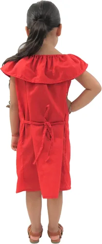 Vista 2 de Leos Imports Vestido tradicional mexicano Jocie bordado a mano, sin mangas, con volantes, vestido de fiesta para niñas, fabricado en México