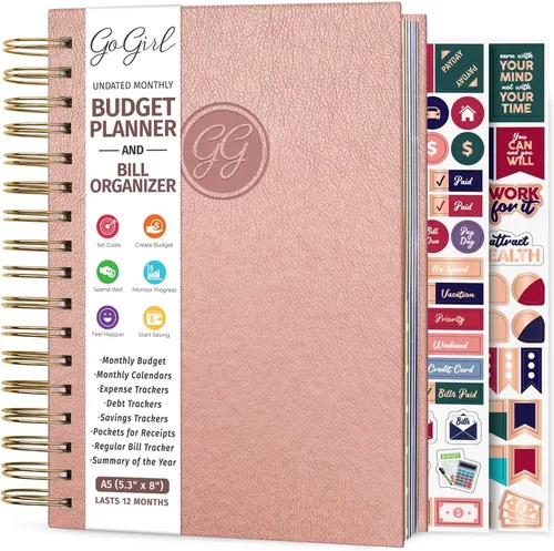 Vista 13 de GoGirl Planificador de presupuesto y organizador mensual de facturas, libro financiero mensual con bolsillos. Cuaderno de seguimiento de gastos