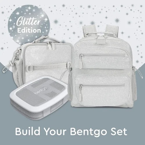 Vista 5 de Bentgo Mochila para niños - Mochila ligera y duradera de 14 pulgadas, Glitter Edition - Plata