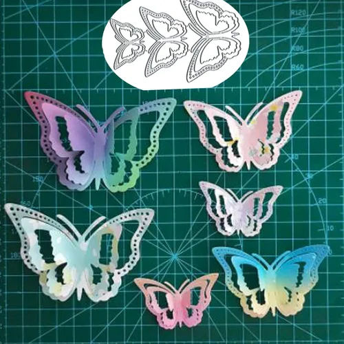 Vista 4 de 3 troqueles de metal de mariposa 3D, diseño de flores de primavera, marco de mariposa, plantillas de corte, plantillas de corte, álbumes