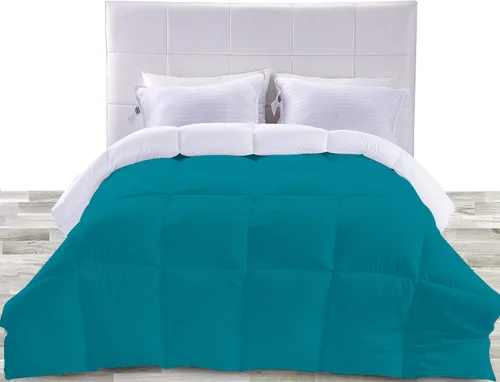 Vista 16 de BedDecor Edredón reversible de microfibra de alta calidad de 400 GSM, relleno de microfibra de 15.16 oz/m², 600 hilos, 100% algodón egipcio sólido
