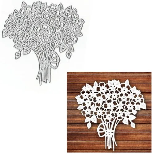 Vista 4 de Troqueles de corte con marco de flores huecas para hacer tarjetas y decoraciones de álbumes de fotos, troqueles de encaje floral, plantillas
