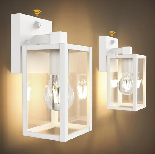 Vista 8 de Faroles de pared para exteriores de atardecer a amanecer, accesorios de pared con sensor para casa, lámpara de porche resistente al óxido, lámpara