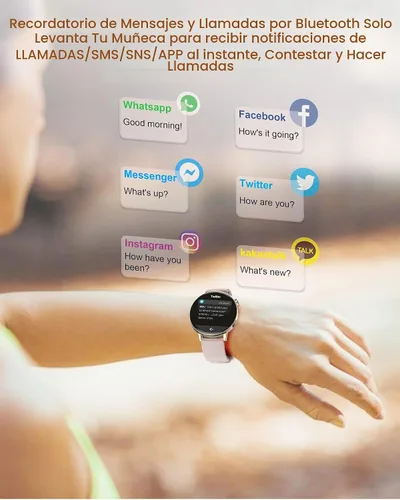 Vista 4 de Reloj inteligente para mujer (respuesta/hacer llamadas), reloj inteligente Bluetooth HD de 1.32 pulgadas para teléfonos Android y iPhone, rastreador