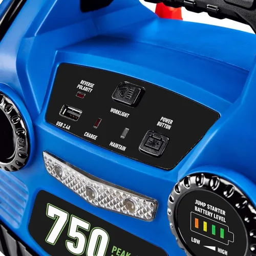 Vista 3 de Cen-Tech - Arrancador portátil de 750 amperios de pico y paquete de alimentación: obtén hasta 5 arrancadores con una sola carga, luz de trabajo LED