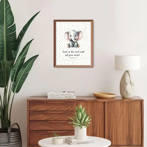 Vista 5 de LARTSFRO Decoración de pared de la Biblia de animales para niños, elefantes, leones, jirafas, cebras, decoración bohemia para guardería, dormitorio