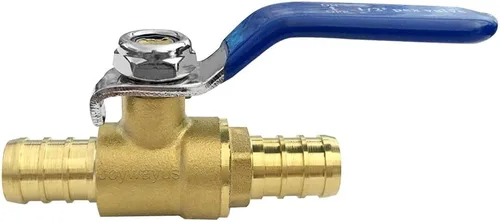 Vista 3 de Joywayus 2 válvulas de bola PEX, válvula de cierre de puerto completo de latón PEX de 1/2 pulgada, cuarto de vuelta caliente (rojo) frío (azul)