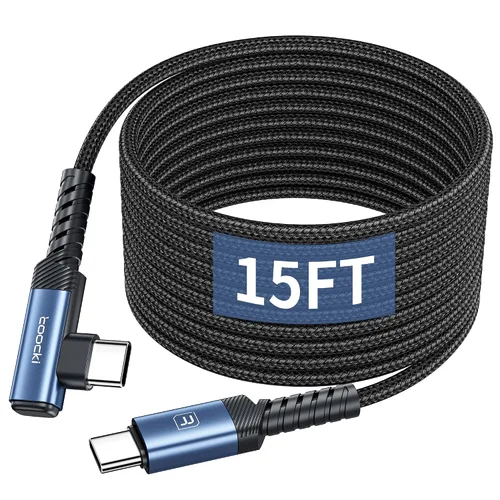 Vista 18 de Cable de carga USB C a USB C (3.3 pies, paquete de 2), cable de carga tipo C de 60 W, cable de carga rápida de ángulo recto USBC a USBC para iPhone