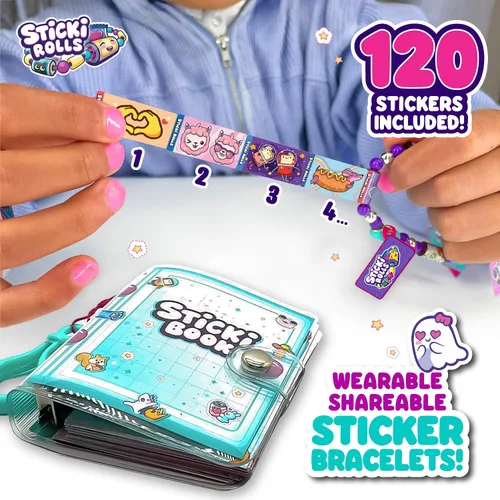 Vista 2 de Sky Castle STICKI Rolls Sticki Book – La pulsera original de calcomanías de juguete para usar y compartir + libro de colección Incluye 120 mini