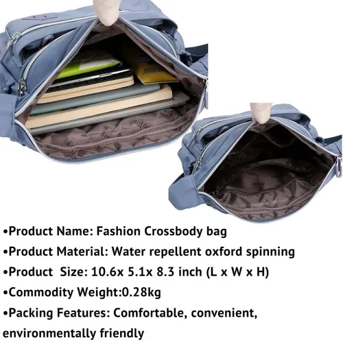 Vista 3 de Wxnow Bolso bandolera con múltiples bolsillos para mujer, bolso de viaje para trabajo