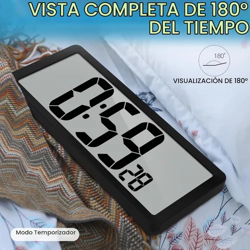 Vista 6 de TXL Reloj de pared digital grande de 14.2 pulgadas, funciona con pilas, reloj digital con pantalla grande con día, fecha y temperatura, reloj