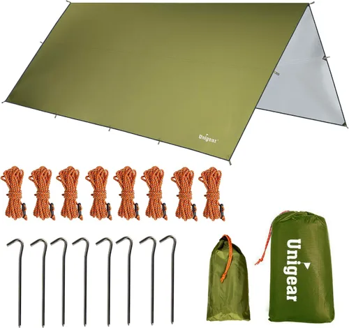 Vista 9 de Unigear Hamaca Rain Fly Impermeable Tienda de campaña Lona para mochileros Lightweight Tent Tarp with UV Protection, 9.8-16.5 ft Size Options