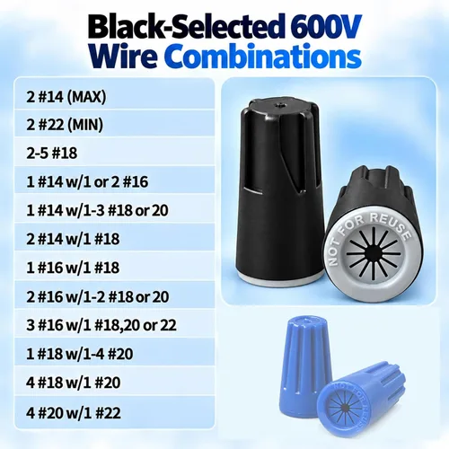 Vista 3 de 30 piezas de conectores de alambre eléctrico impermeables 22AWG-14AWG, tuercas de torsión impermeables para exteriores, tapas de terminal de cable