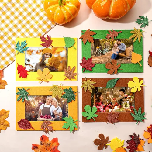 Vista 6 de Ferraycle 232 marcos de fotos de Acción de Gracias, kit de manualidades, marcos de fotos de fieltro de otoño con hojas, manualidades de cosecha