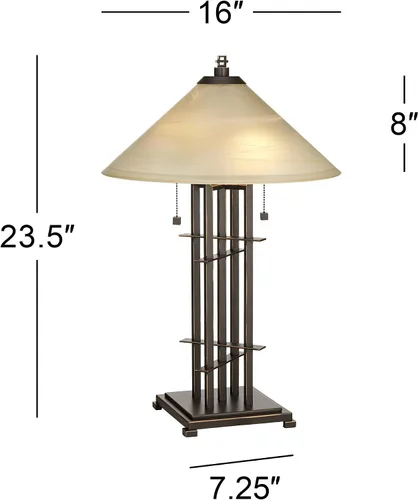 Vista 4 de Franklin Iron Works Metro Collection - Juego de 2 lámparas de mesa decorativas de 23 1/2 pulgadas de alto, estilo rústico, moderno, con cadena
