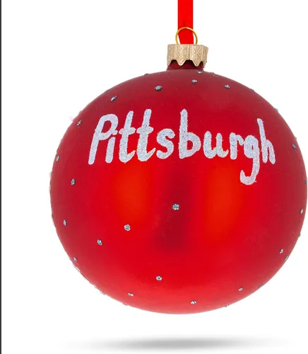 Vista 7 de Pittsburgh, Pennsylvania, bola de cristal, adorno de Navidad de 4 pulgadas