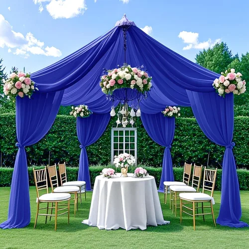 Vista 21 de Cortinas de techo verdes para cortinas de boda para techo, tela drapeada, 2 paneles de 5 x 20 pies, cortinas de tela para cortinas de arco de boda