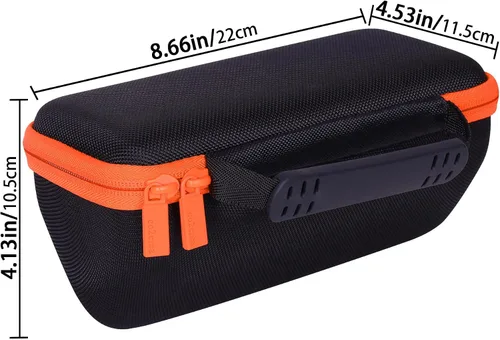 Vista 6 de co2CREA Funda rígida compatible con altavoz GPS Bushnell Golf Wingman View Estuche negro + cremallera naranja