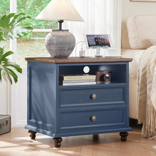 Vista 45 de Joaxswe Cómoda rústica de 4 cajones para dormitorio, cómoda rústica de 37 pulgadas de alto con 4 pies de madera maciza, organizador de armario