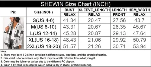 Vista 2 de SHEWIN - Camisas de franela, de manga larga, a cuadros, con solapa y botones para mujer