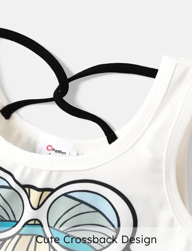 Vista 4 de L.O.L. Surprise! Conjunto de 2 piezas para niña, camiseta sin mangas y pantalones cortos, pantalones de ciclismo ajustados, conjunto casual de verano