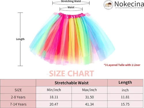 Vista 7 de Faldas tutú para niñas pequeñas, vestido de ballet de princesa arcoíris en capas para niñas de 2 a 14 años