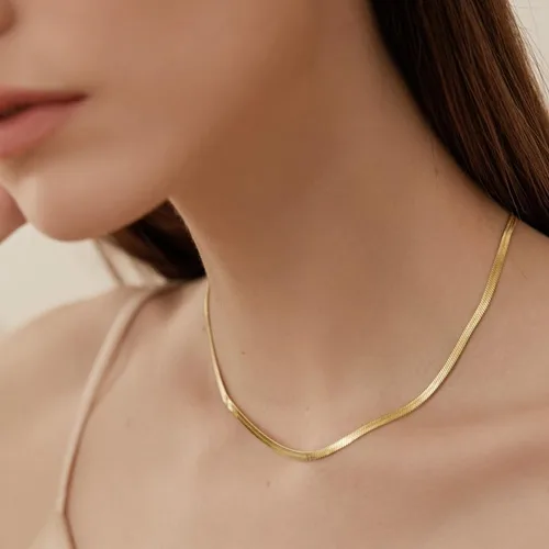 Vista 6 de Collar de serpiente en espiga para mujer, joyería de regalo versátil para mujer, chapado en oro de 14 quilates