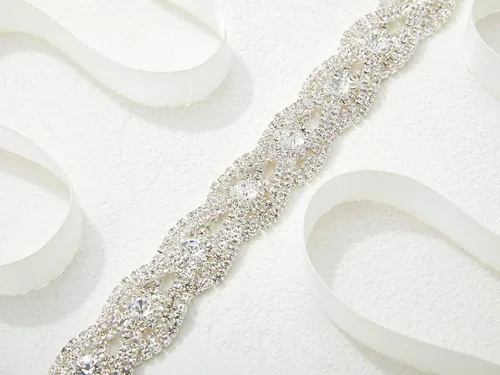 Vista 4 de SWEETV Rhinestone Bridal Belt Braid Crystal Wedding Dress Belt Sash Headband for Bride Bridesmaid