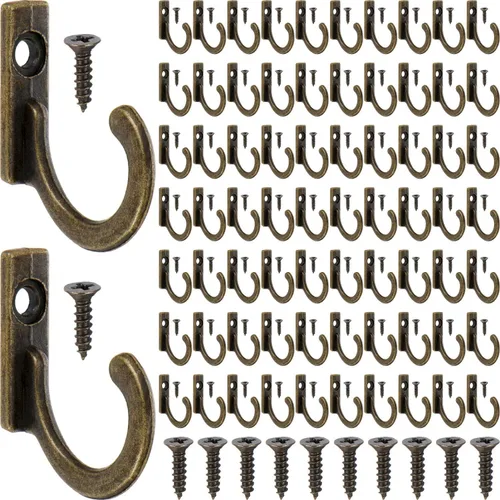 Vista 5 de Zhehao 100 piezas de ganchos para llaves, joyas, pequeños ganchos para colgar, gancho único de pared, cierre para abrigos y 110 piezas de tornillos