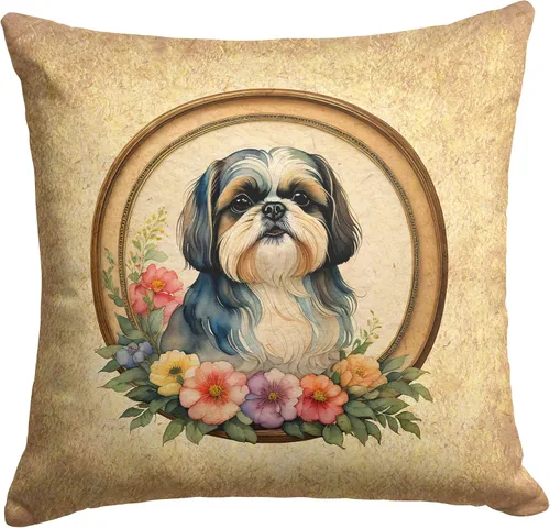 Vista 116 de Caroline's Treasures DAC2072PW1414 Affenpinscher and Flowers - Almohada decorativa de tela, lavable a máquina, para interiores y exteriores