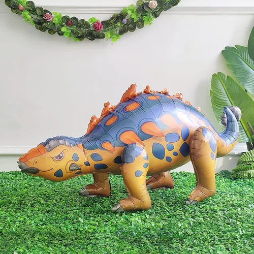 Vista 5 de Globos grandes de dinosaurio autoportantes 3PCS 96,52 cm Tiranosaurio Anquilosaurio Triceratops Globos inflables para kit de decoración de fiesta