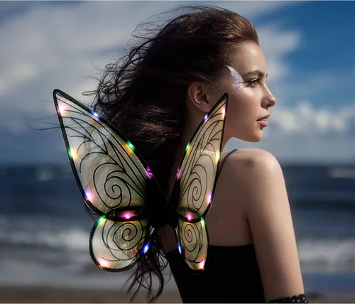Vista 5 de Halloween Fairy Costume Wings with Lights,Butterfly Costume for Women,Princess Wing for Halloween Party,for Kids Girls