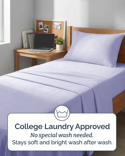 Vista 713 de Extra Deep Twin XL Sheet Set - 3 Piece College Dorm Room - White 01-Blanco