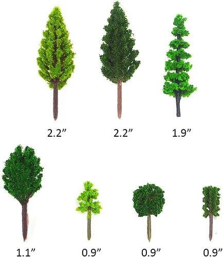 Vista 2 de 70pcs Mini modelo árboles tren paisaje mixto miniatura árboles artificial Wargame falso árbol ferrocarril paisaje diorama suministros paisaje