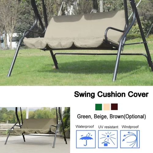 Vista 2 de Gavigain Funda de cojín de repuesto para asiento de columpio, para patio al aire libre, funda de cojín de columpio de 3 plazas, impermeable, funda