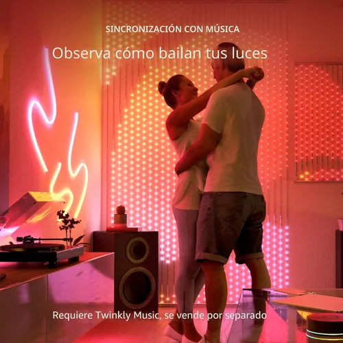 Vista 7 de Twinkly Dots Luces de Cadena LED Flexibles Controladas por Aplicación que Cambian de Color, 60 RGB (16 Millones de Colores). 60 LED / 10 Pies Cable